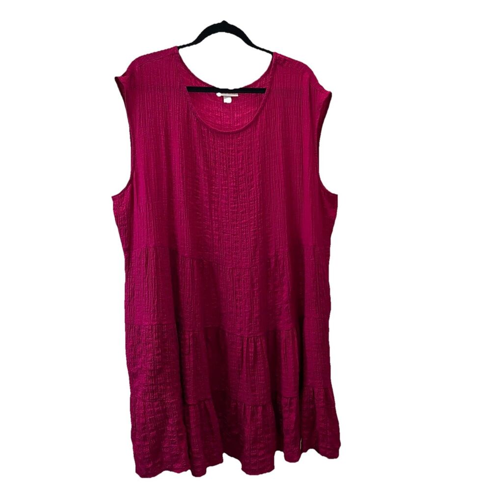 Knox Rose Pink Crepe Cap Sleeve Midi Dress Pockets Womens Size XXL Tiered